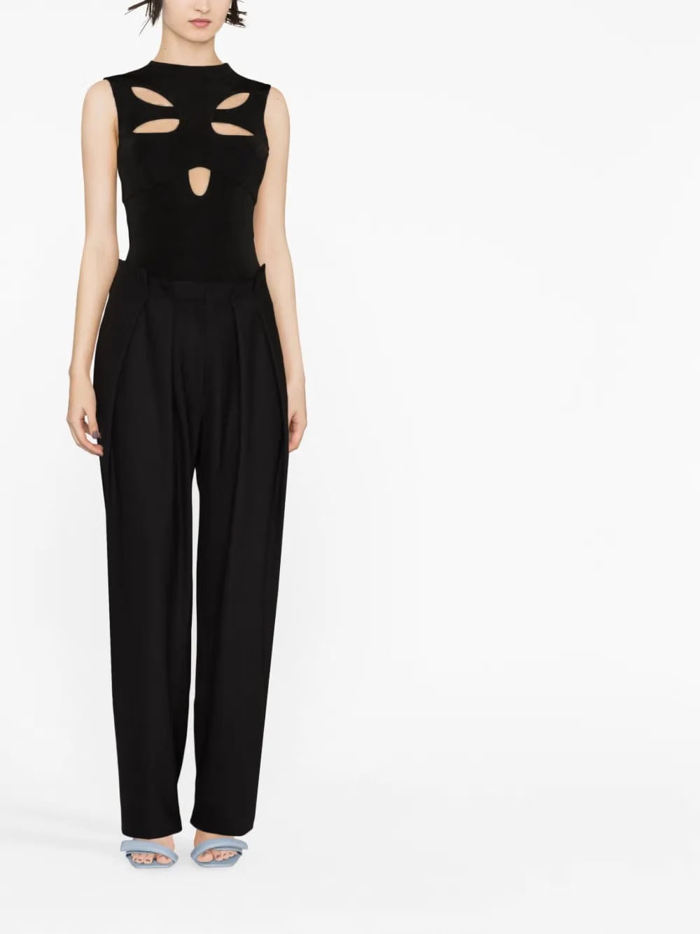 embroidered-logo tailored trousers