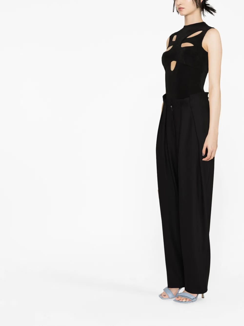 embroidered-logo tailored trousers