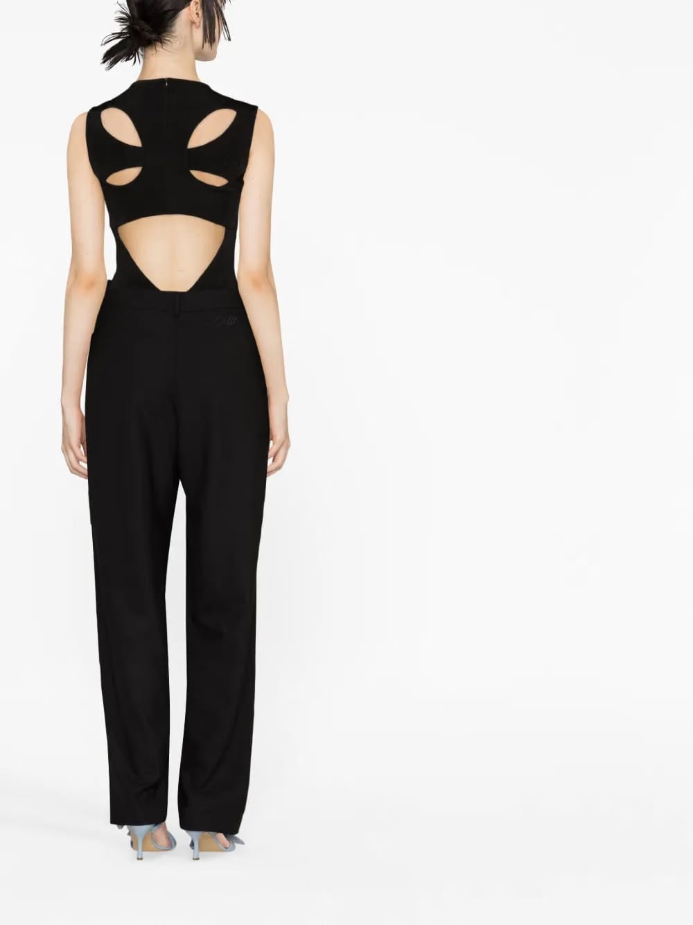 embroidered-logo tailored trousers