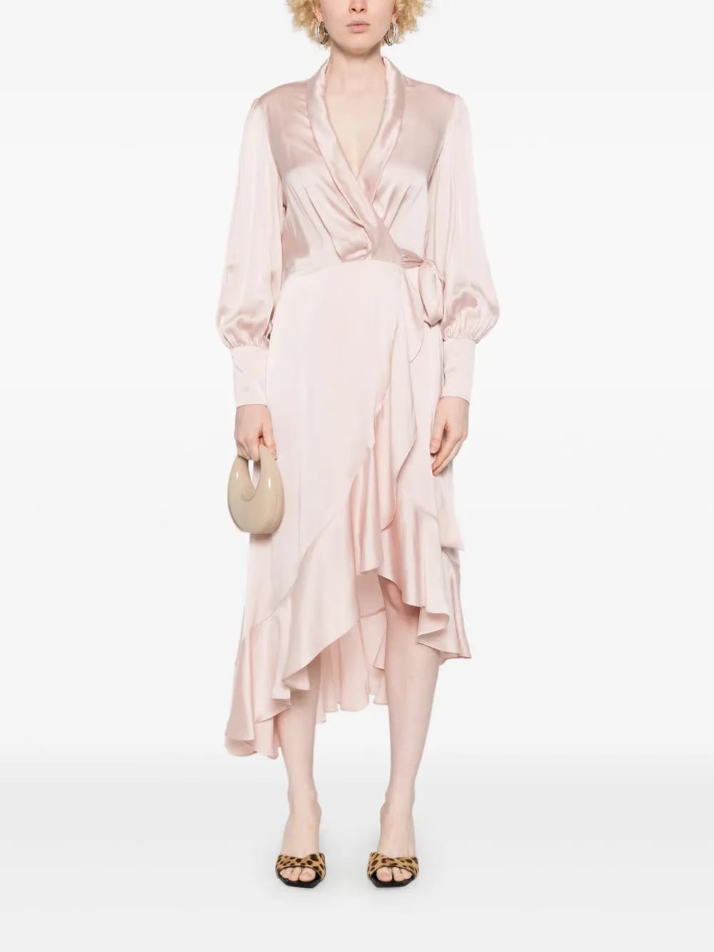 wrap silk midi dress