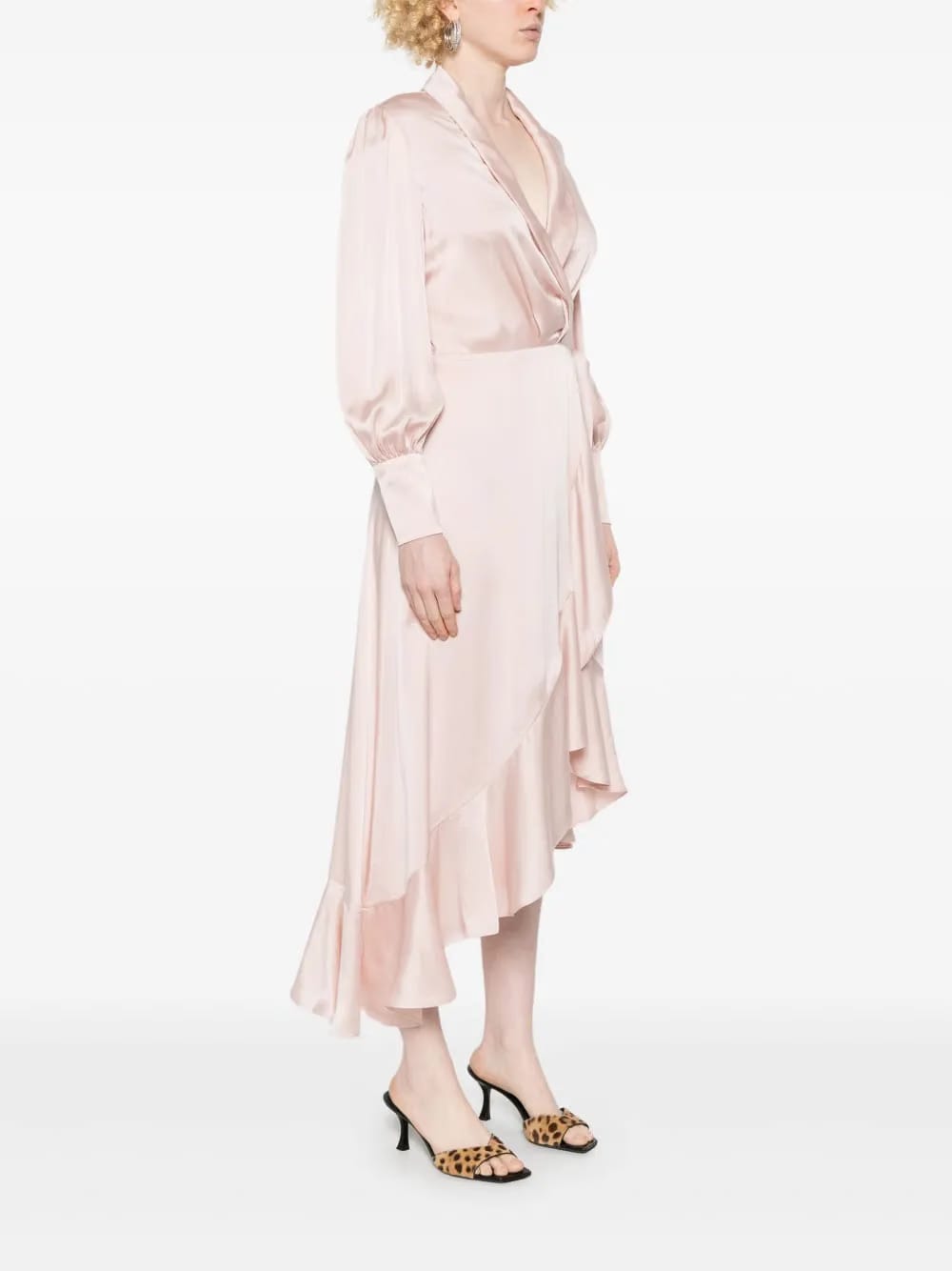 wrap silk midi dress
