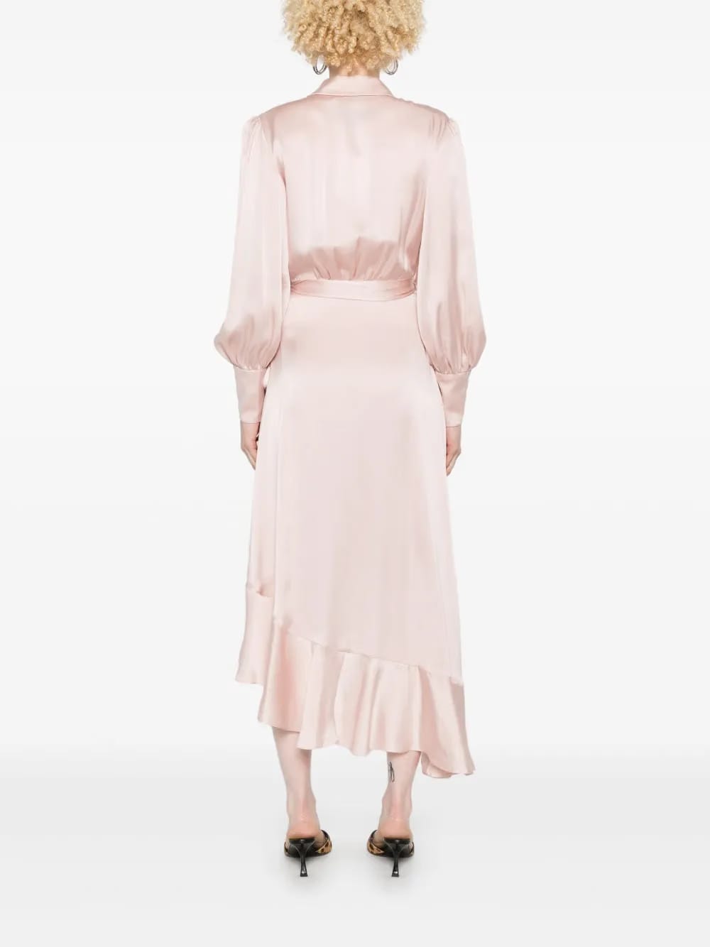 wrap silk midi dress