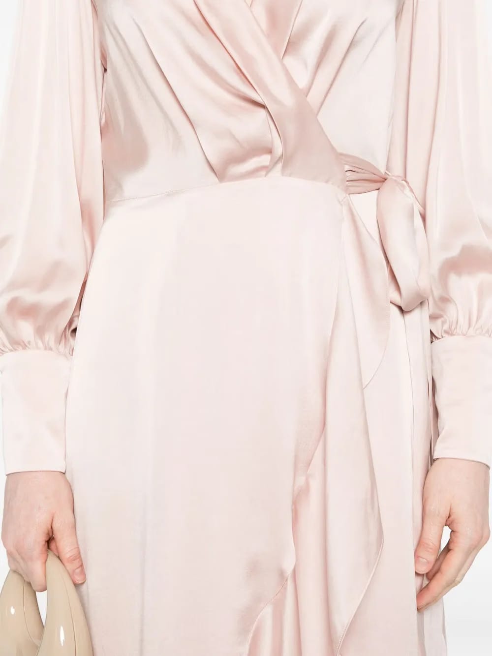 wrap silk midi dress