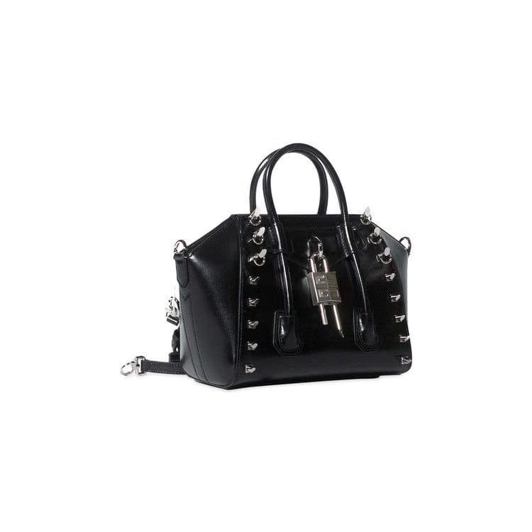 Givenchy Mini Antigona Lock Leather Satchel Black