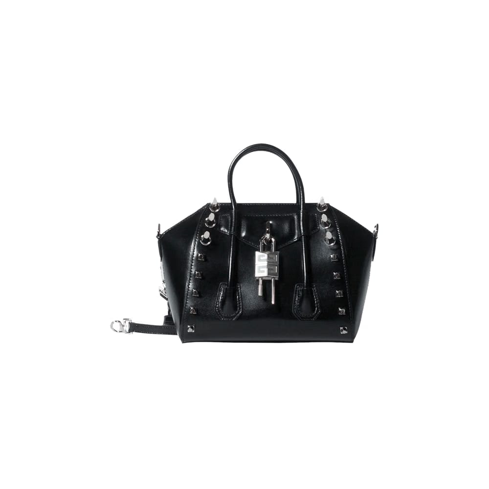 Givenchy Mini Antigona Lock Leather Satchel Black