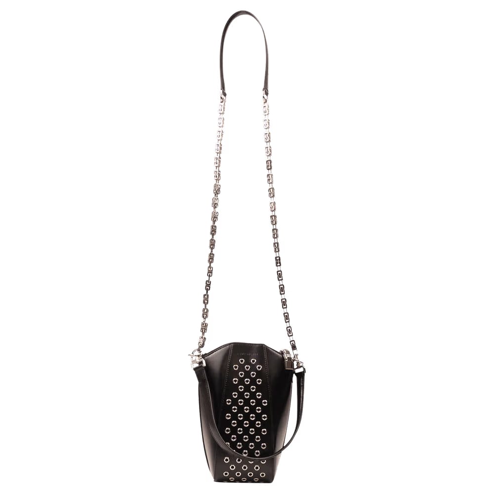 Givenchy Leather Mini Metallic Antigona Bag Black