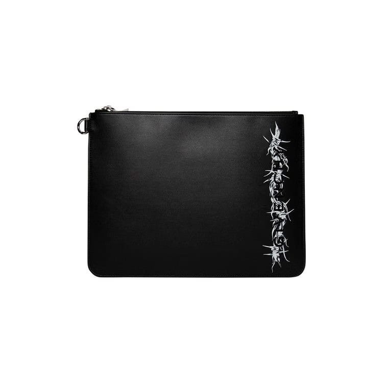 Givenchy Barbed Wire Print Large Zipped Pouch Black