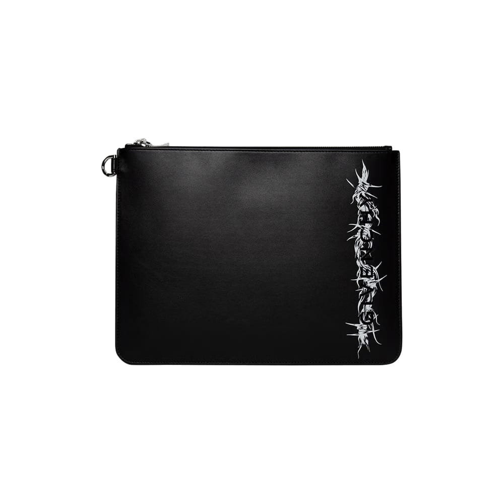 Givenchy Barbed Wire Print Large Zipped Pouch Black