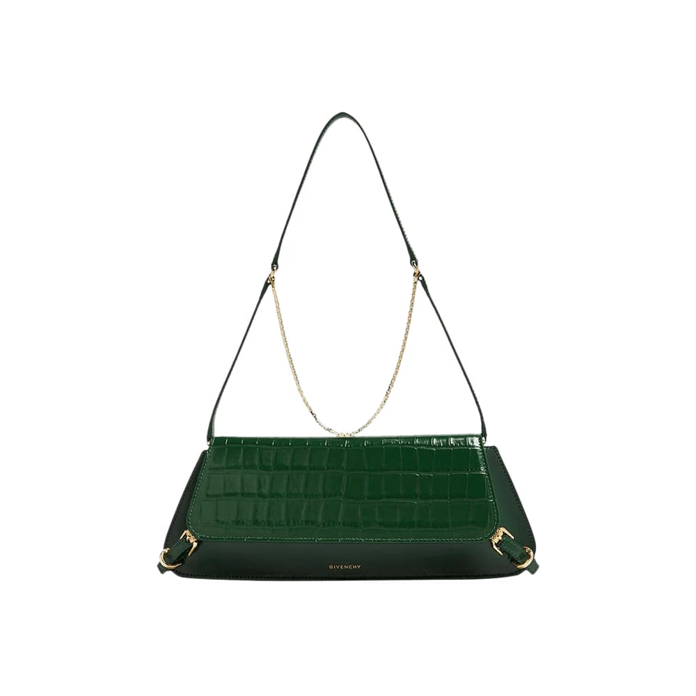 Givenchy Croc Embossed Shoulder Bag Emerald Green