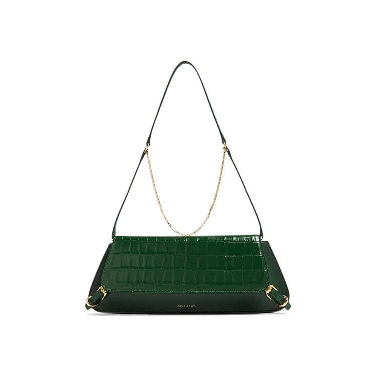 Givenchy Croc Embossed Shoulder Bag Emerald Green