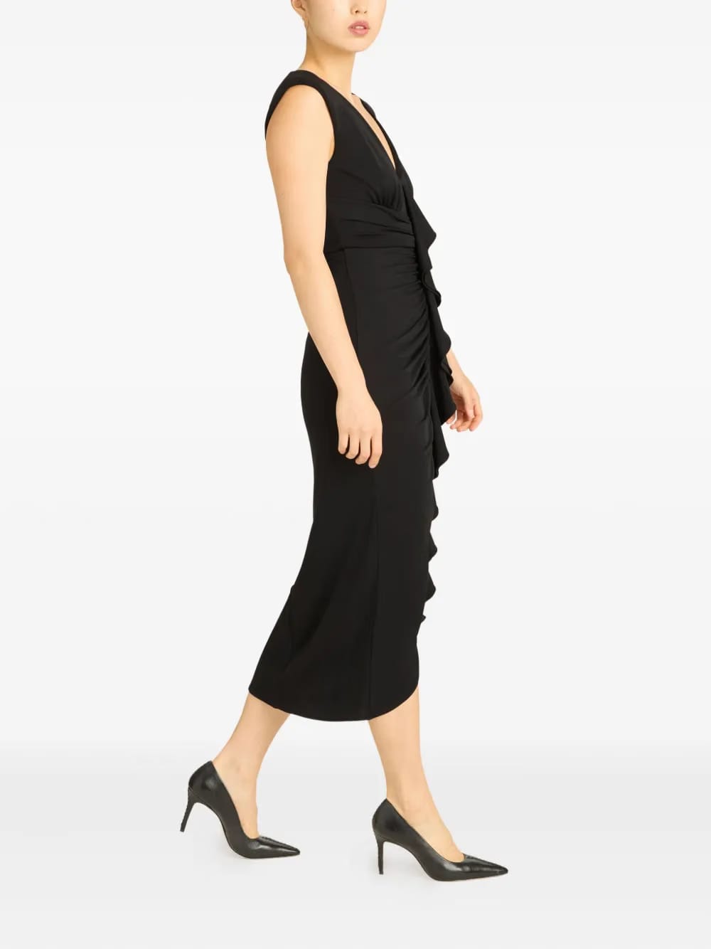 ruched V-neck dress