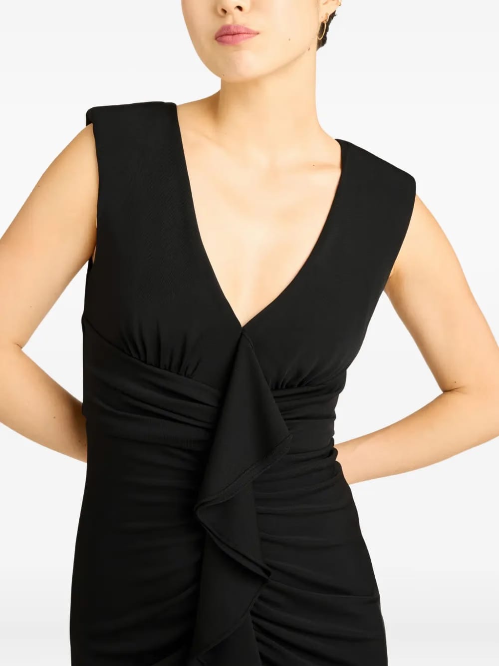 ruched V-neck dress