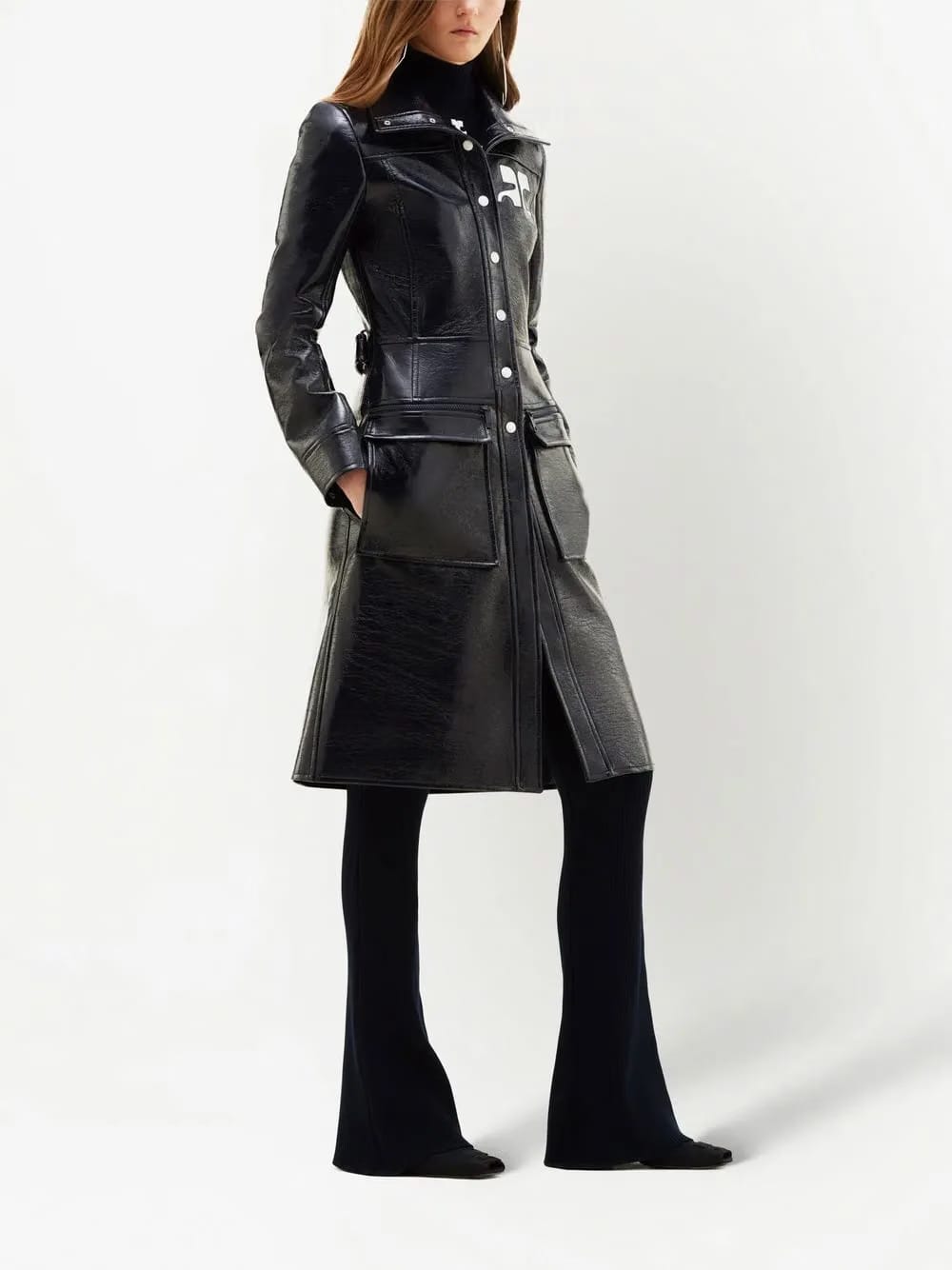 logo-patch trench coat