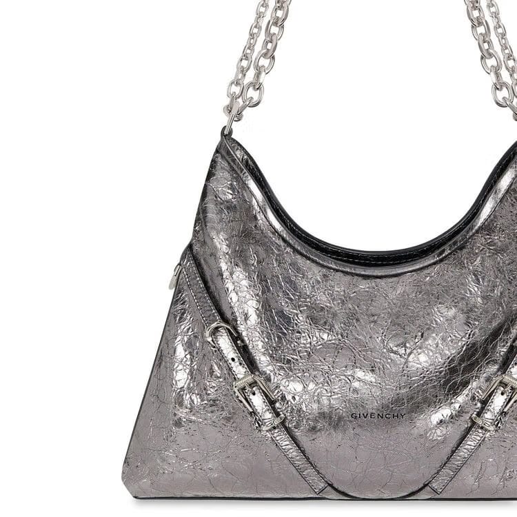 Givenchy Voyou Medium Chain Bag Silver Grey