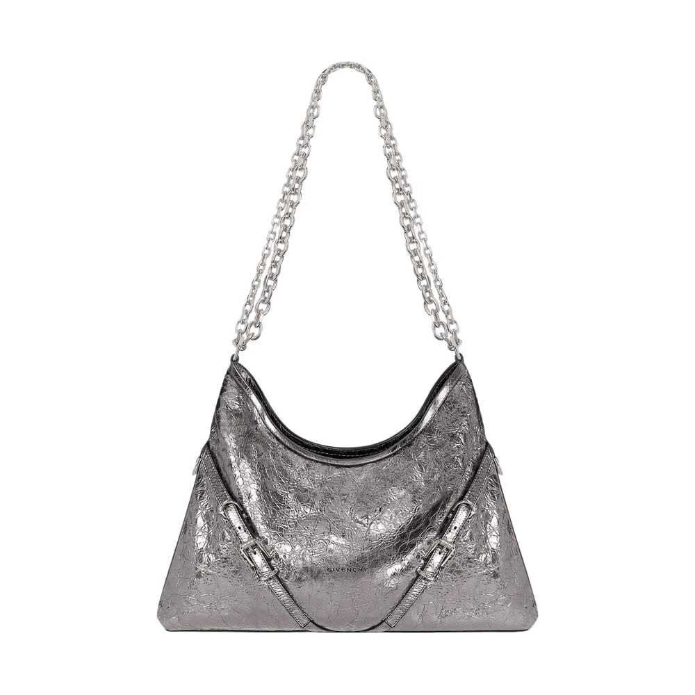 Givenchy Voyou Medium Chain Bag Silver Grey