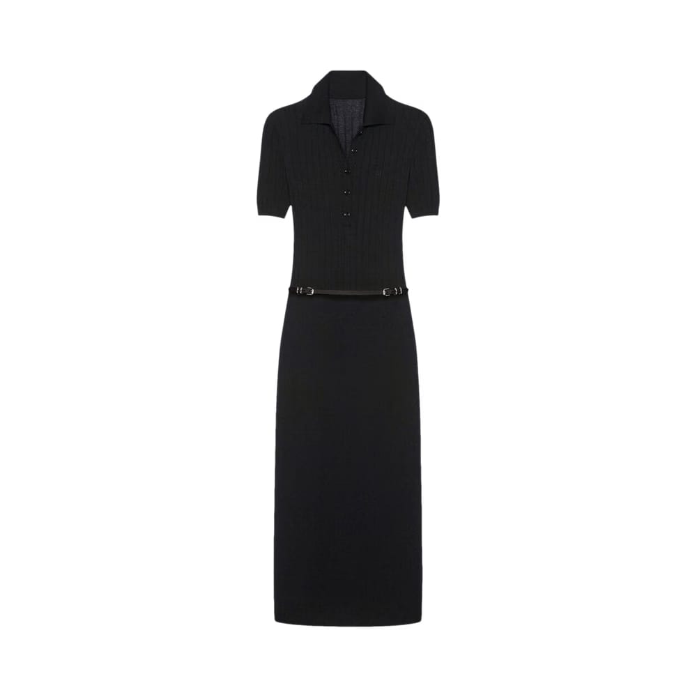 Givenchy Voyou Belt Long Polo Dress Black