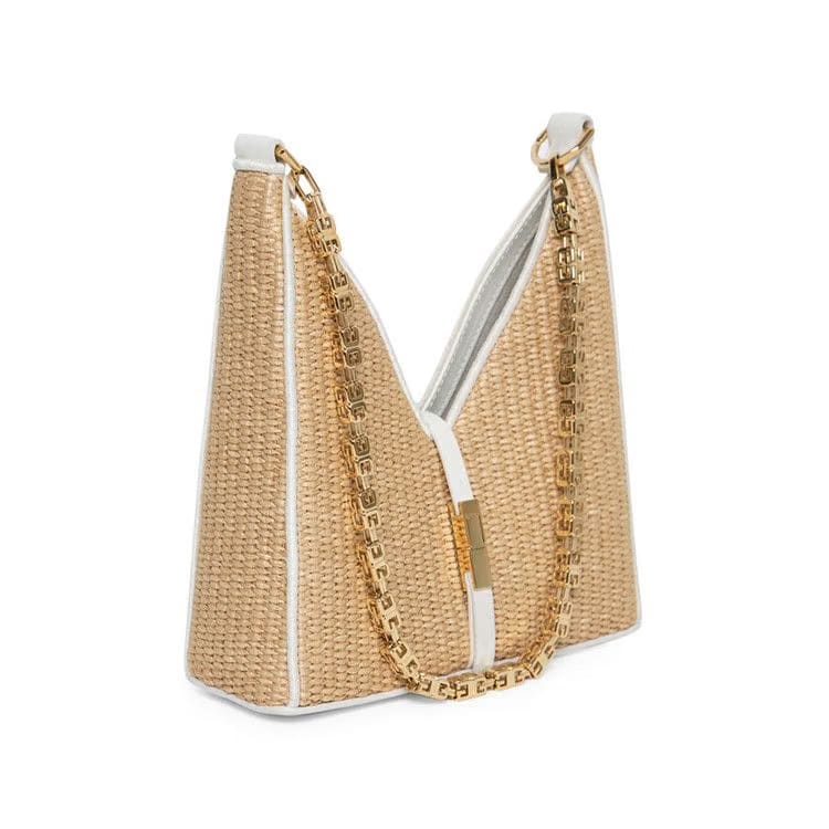 Givenchy Mini Cut Out Bag In Raffia With Chain Natural
