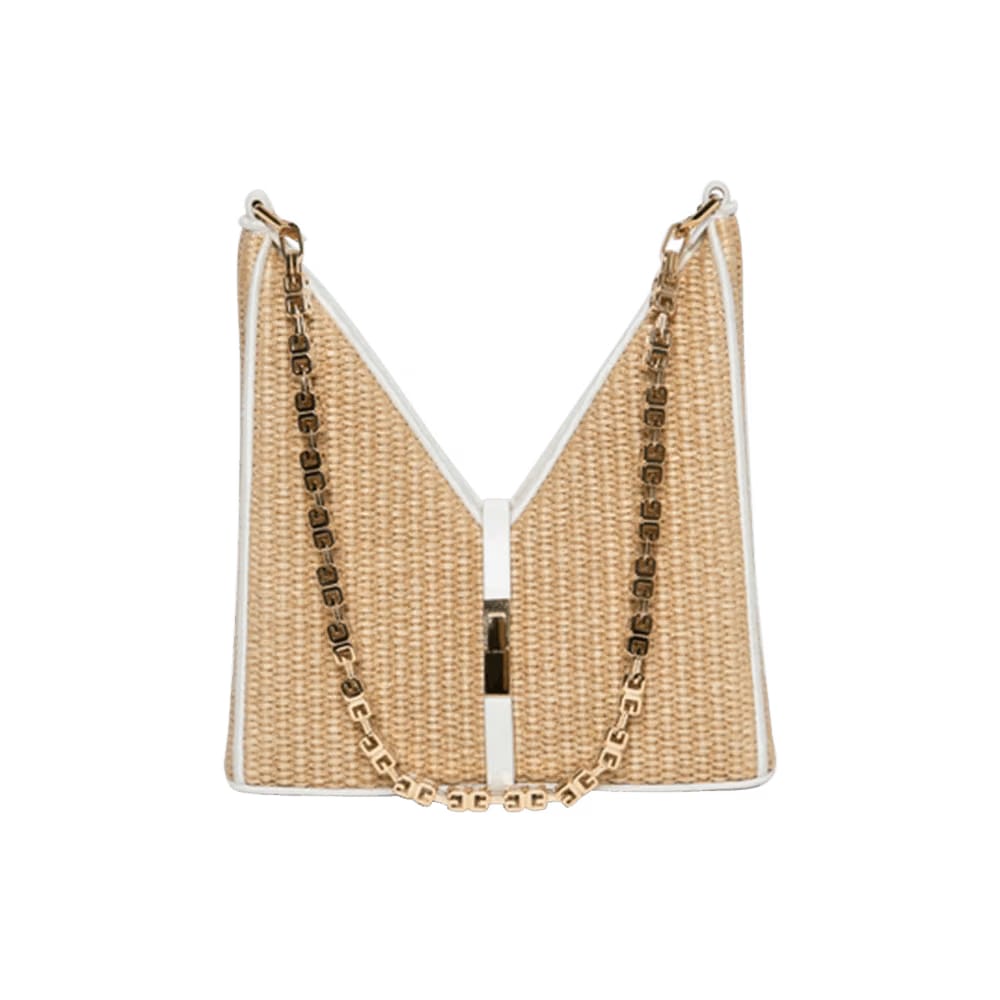 Givenchy Mini Cut Out Bag In Raffia With Chain Natural