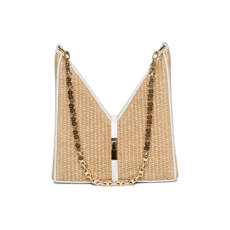 Givenchy Mini Cut Out Bag In Raffia With Chain Natural