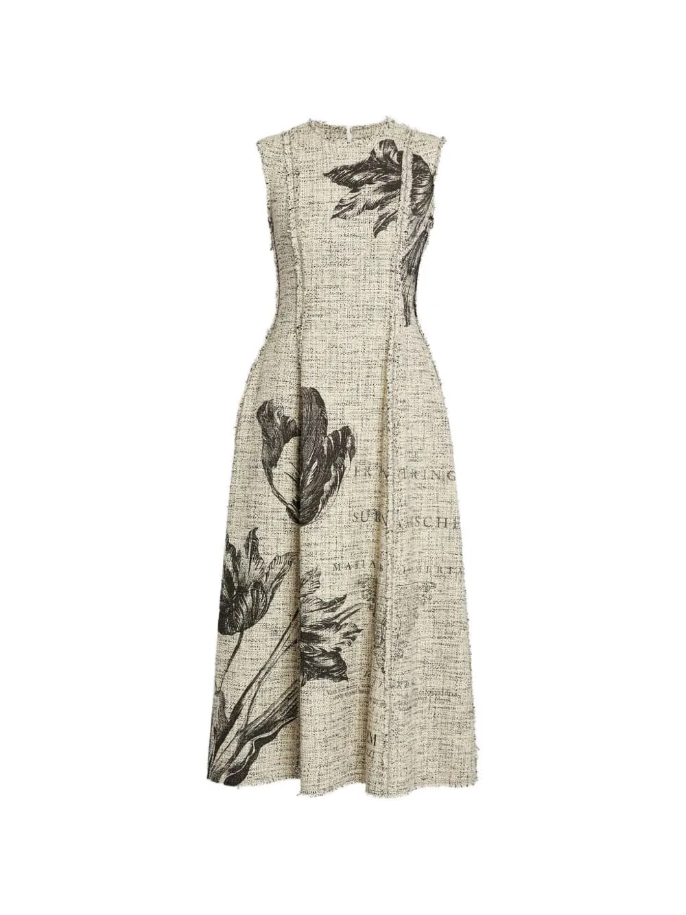 floral-print sleeveless midi dress