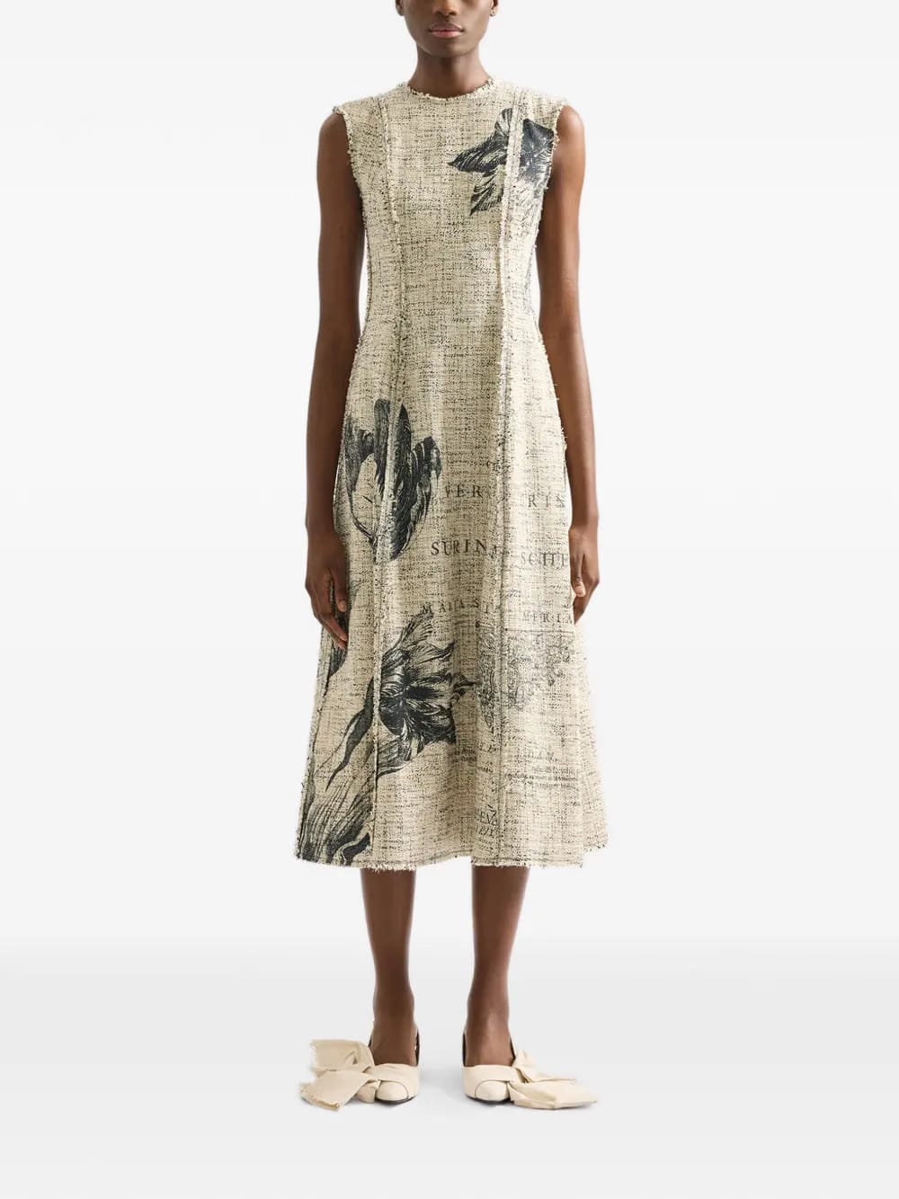 floral-print sleeveless midi dress