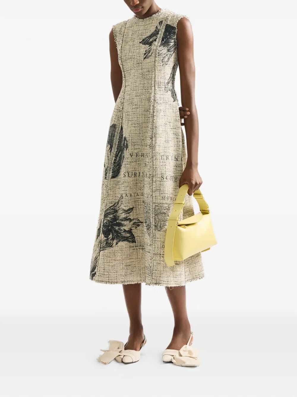 floral-print sleeveless midi dress