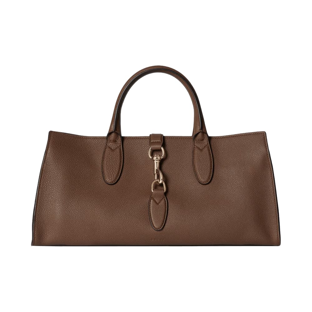 Gucci Medium Tote Bag With Hook Closure Nut Brown