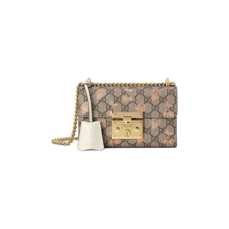 Gucci Padlock Small Berry Shoulder Bag Tan/White