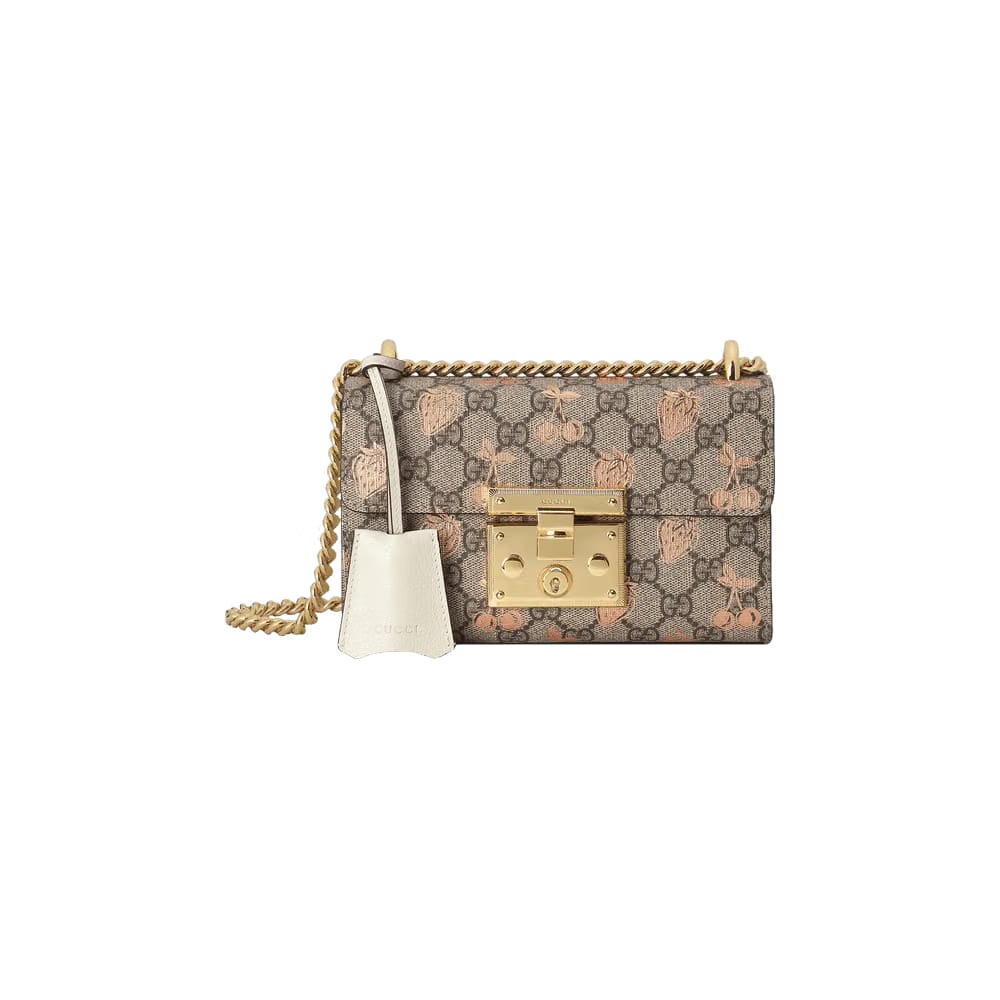 Gucci Padlock Small Berry Shoulder Bag Tan/White
