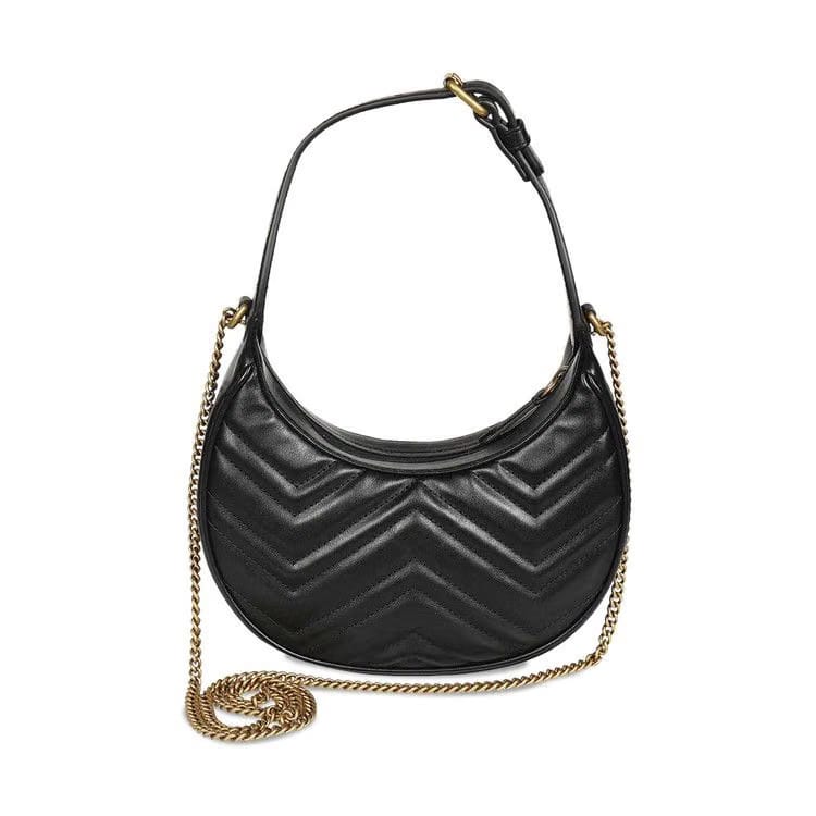 Gucci GG Marmont Half-Moon-Shaped Mini Bag Nero