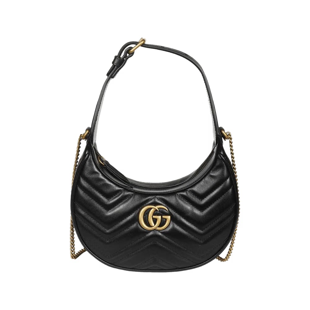 Gucci GG Marmont Half-Moon-Shaped Mini Bag Nero