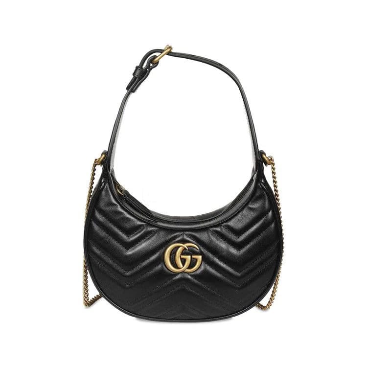 Gucci GG Marmont Half-Moon-Shaped Mini Bag Nero