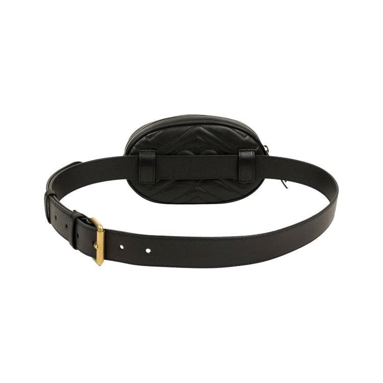 Gucci Quilted Leather GG Marmont Matelassé Belt Bag 38/95 Black