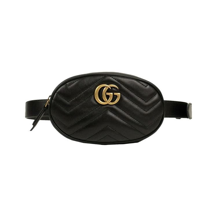 Gucci Quilted Leather GG Marmont Matelassé Belt Bag 38/95 Black
