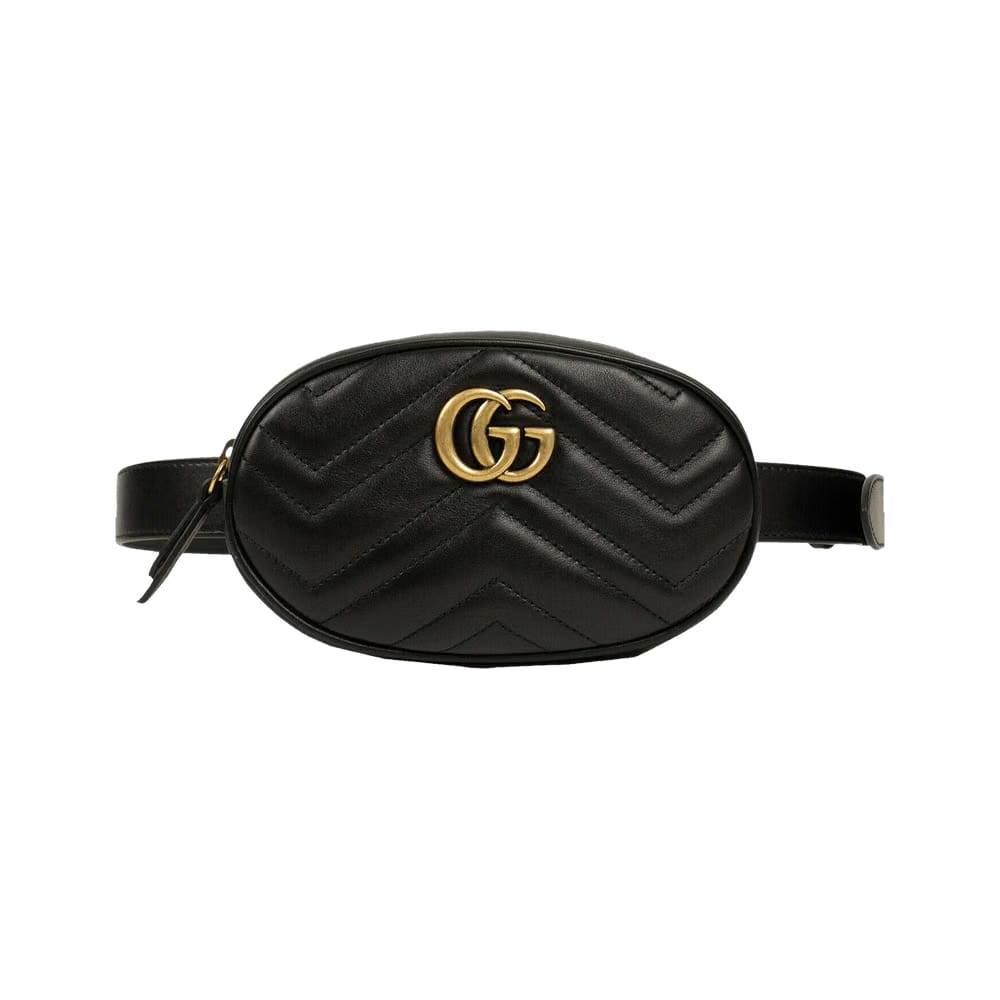 Gucci Quilted Leather GG Marmont Matelassé Belt Bag 38/95 Black