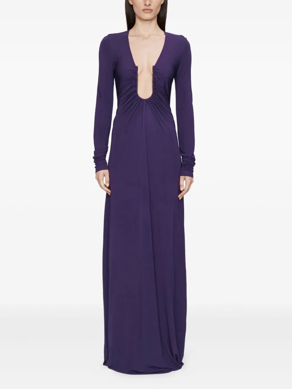 Arced Palm long-sleeves maxi dress
