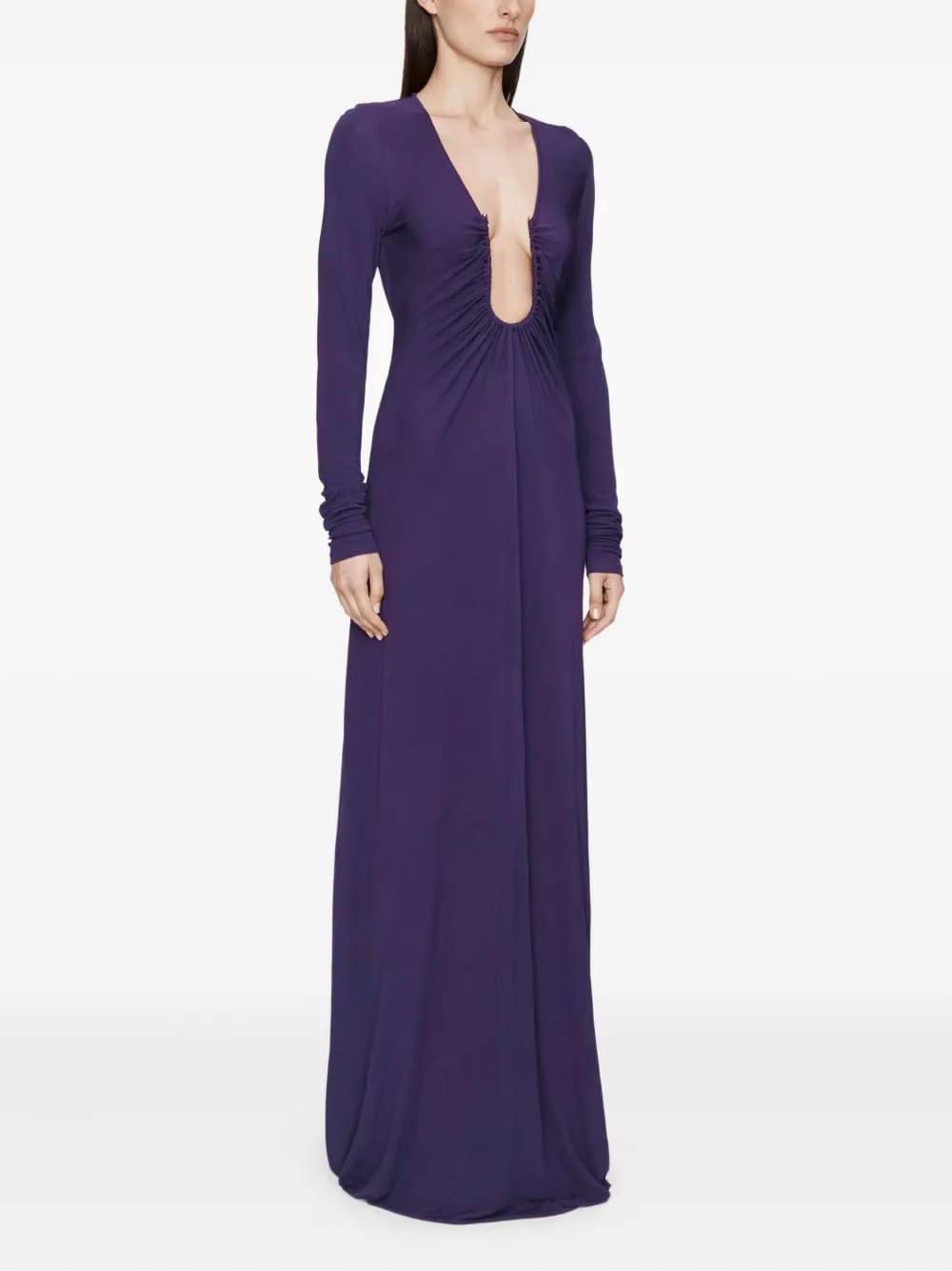 Arced Palm long-sleeves maxi dress