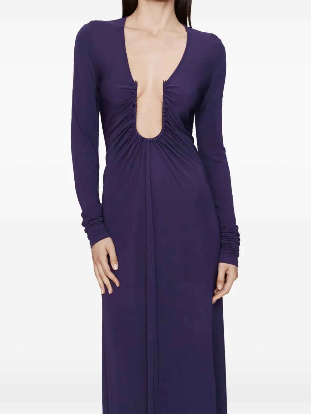 Arced Palm long-sleeves maxi dress