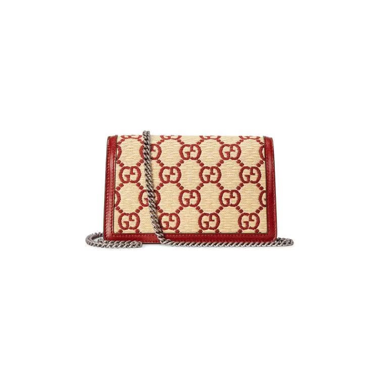 Gucci Dionysus Super Mini Bag Red GG Straw Effect
