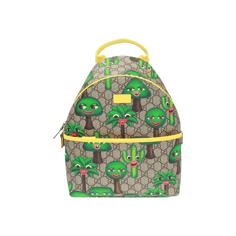 Gucci Kids GG Supreme Plants Backpack Brown