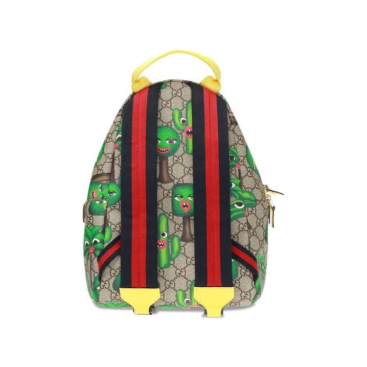 Gucci Kids GG Supreme Plants Backpack Brown