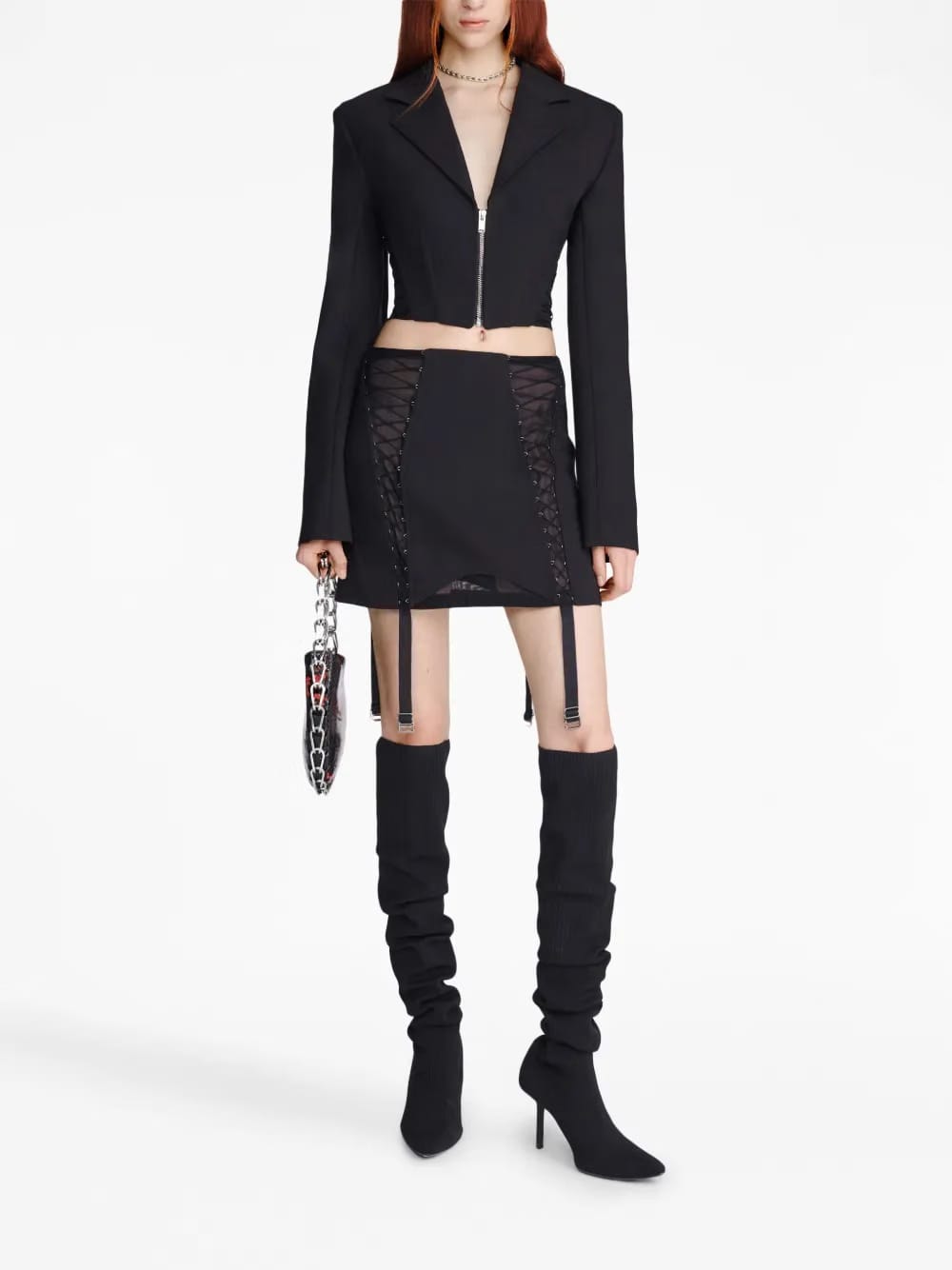zipped cropped blazer