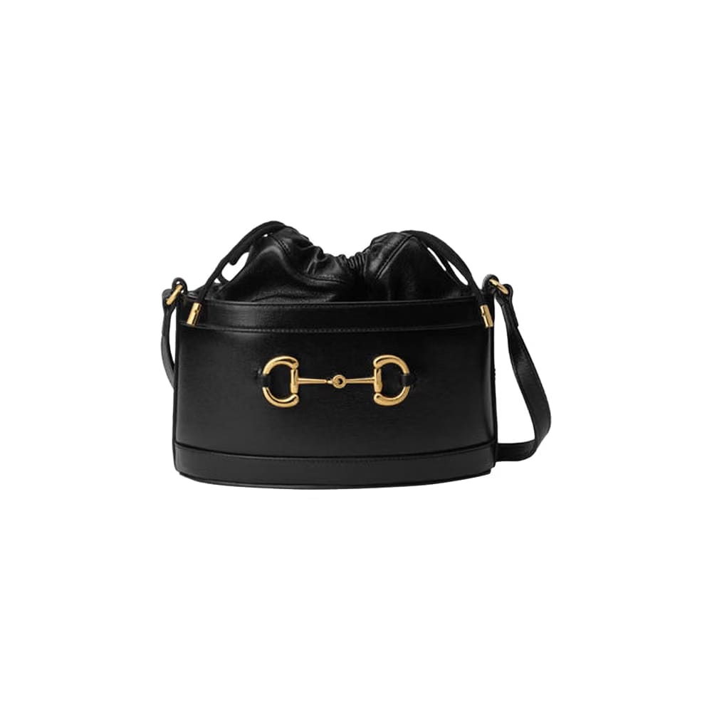 Gucci Horsebit 1955 Drawstring Bucket Bag Black