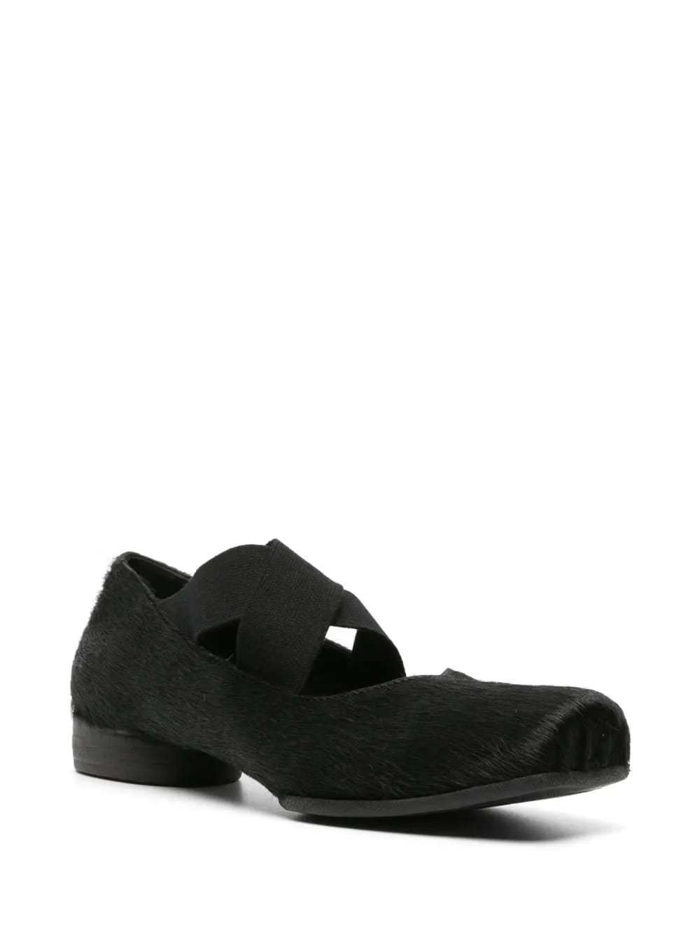 brushed-effect leather ballerina shoes