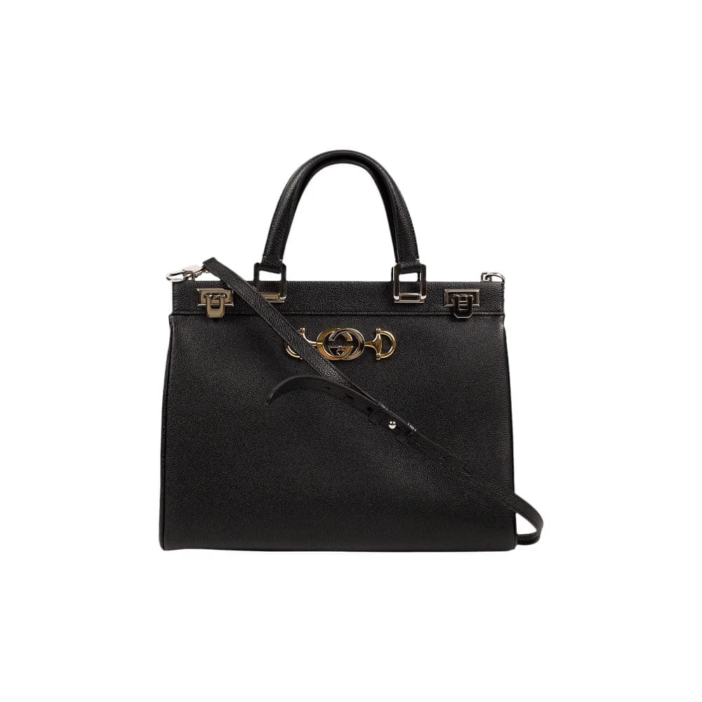 Gucci Zumi Grainy Leather Medium Top Handle Bag Black