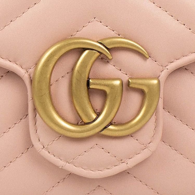 Gucci Quilted GG Marmont Matelasse Leather Mini Shoulder Bag Pink