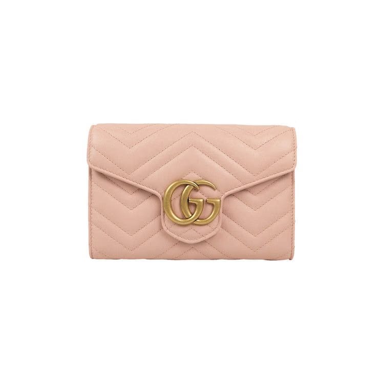 Gucci Quilted GG Marmont Matelasse Leather Mini Shoulder Bag Pink