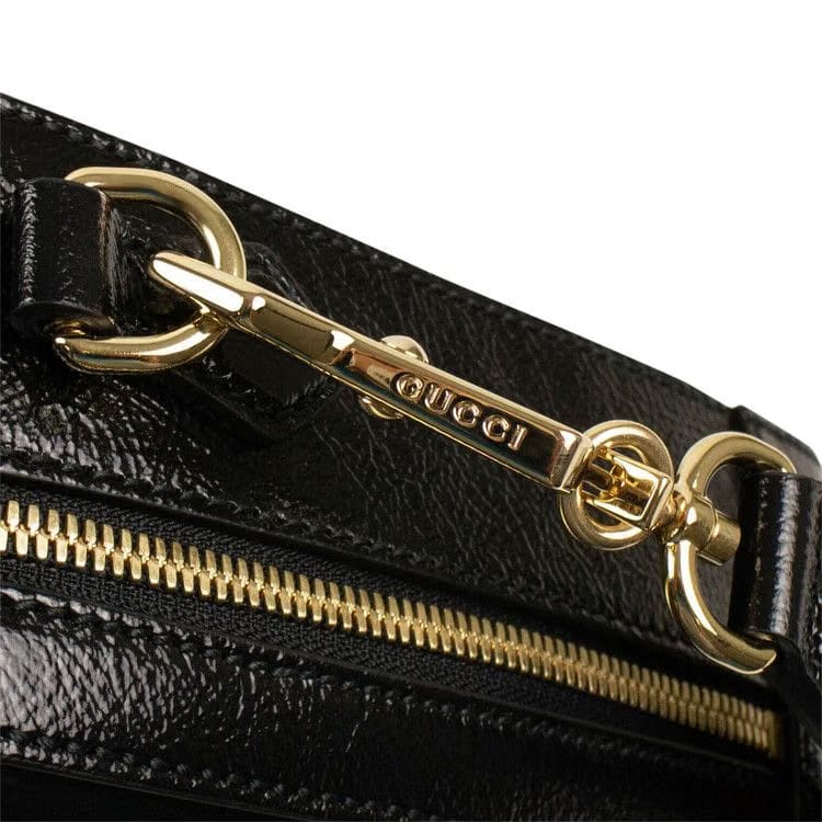 Gucci Ophidia GG Suede And Leather Shoulder Bag Black