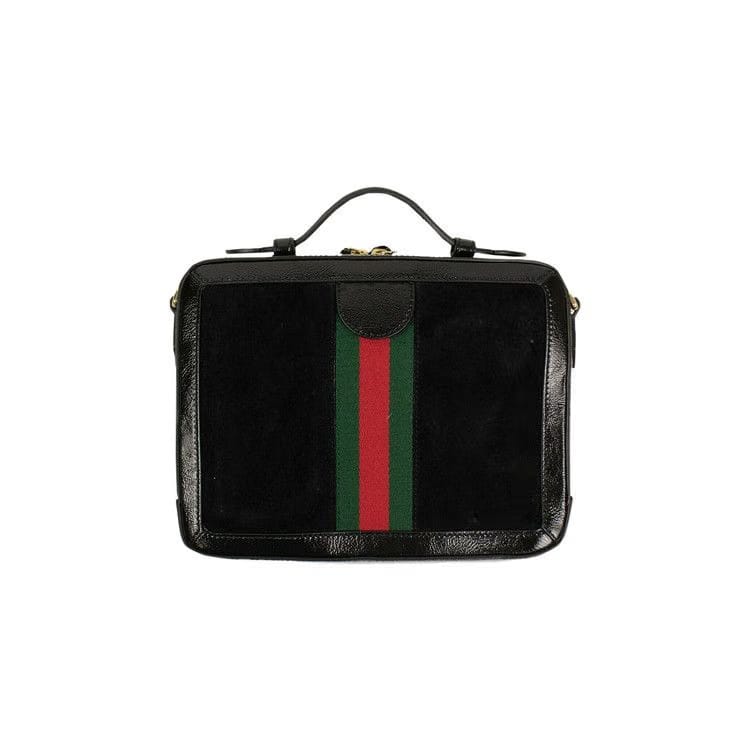 Gucci Ophidia GG Suede And Leather Shoulder Bag Black