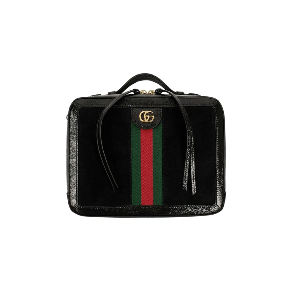Gucci Ophidia GG Suede And Leather Shoulder Bag Black